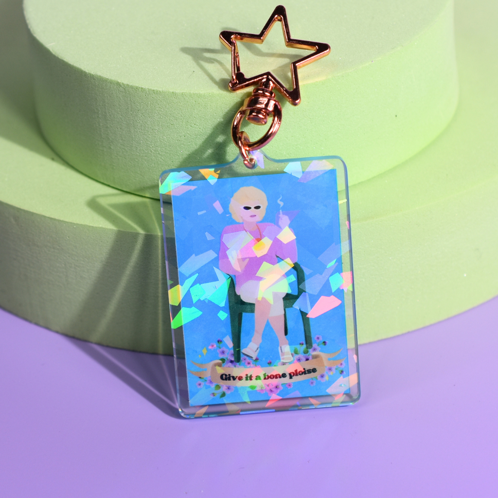 Kath & Kim Give it a Bone Ploise Holographic Key Ring