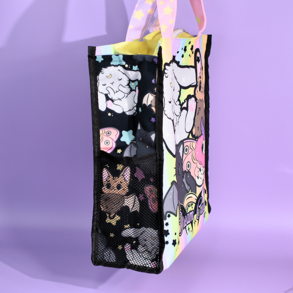 Kawaii Familiars Zipped Tote Bag with Pockets