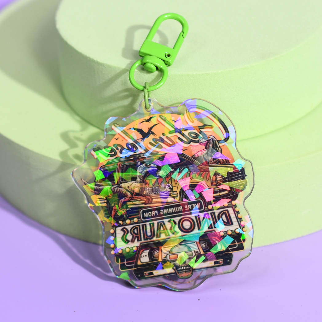 Time to Run Dinosaur Holographic Keyring