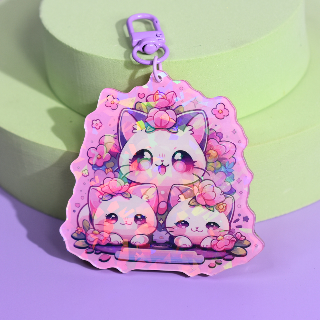 Whisker Wonderland Holographic Keyring