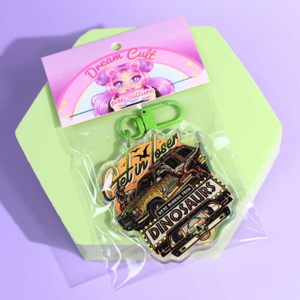 Time to Run Dinosaur Holographic Keyring