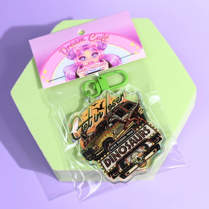 Time to Run Dinosaur Holographic Keyring