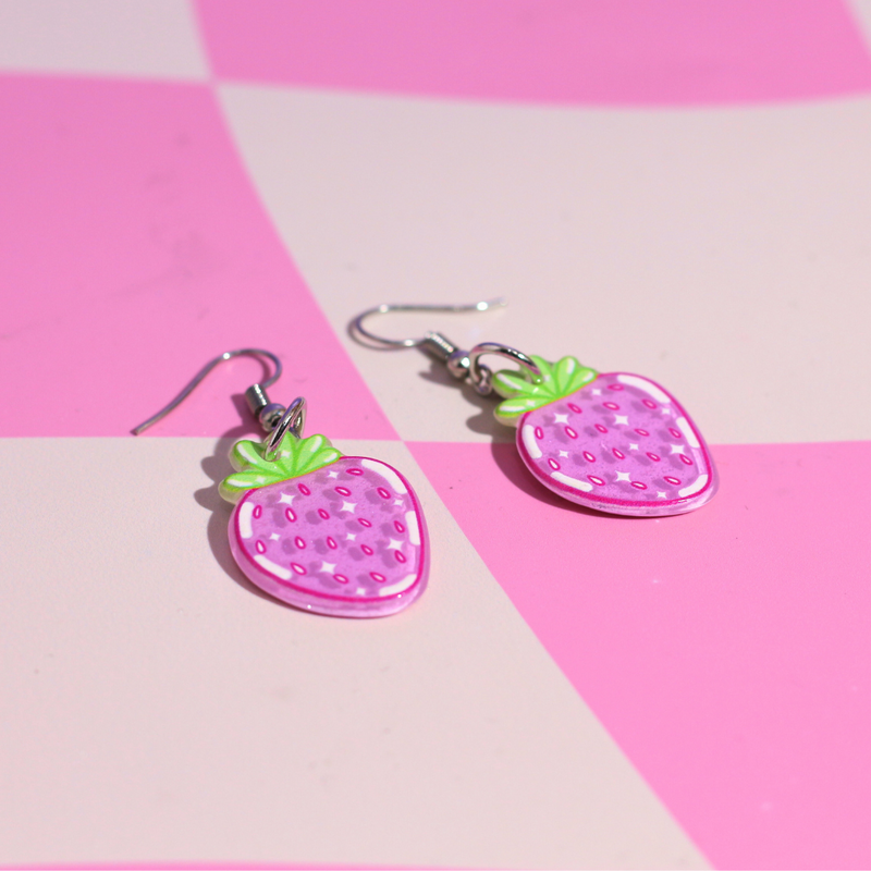 Glitter Strawberry Earrings