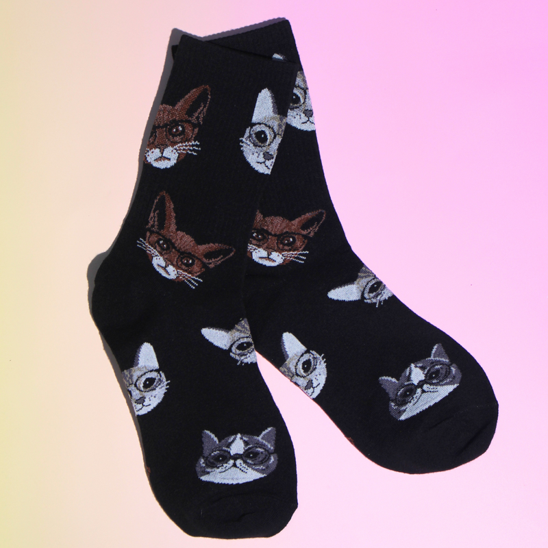 The Intellectual Cat Crew Socks