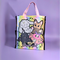Kawaii Familiars Zipped Tote Bag with Pockets