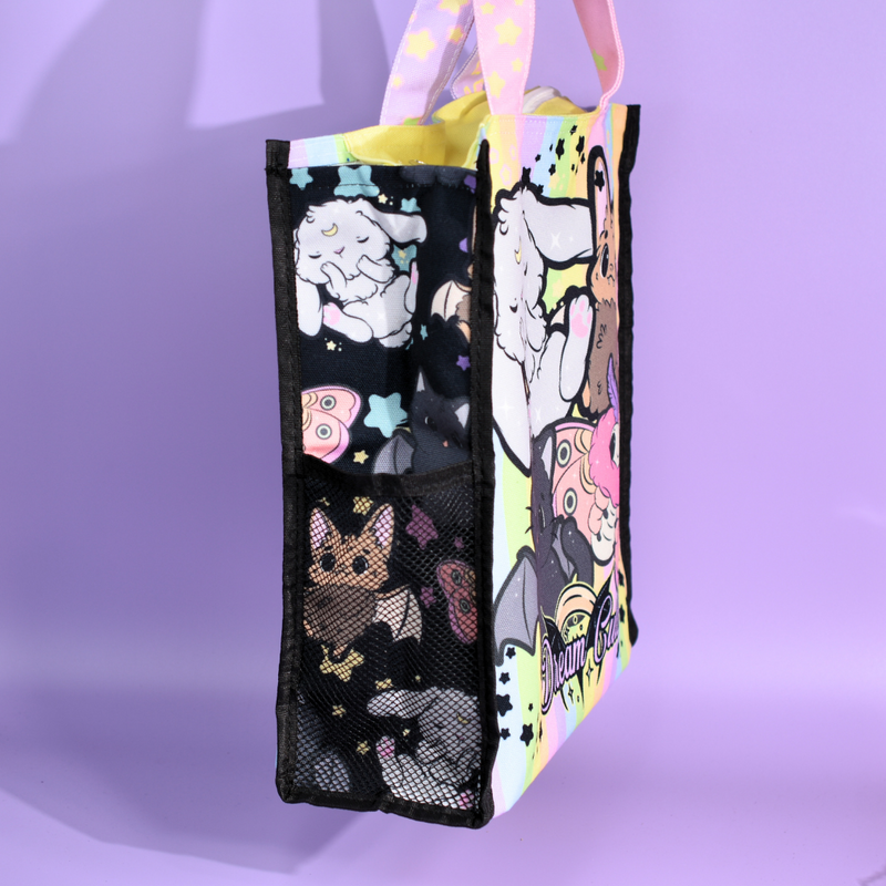 Kawaii Familiars Zipped Tote Bag with Pockets