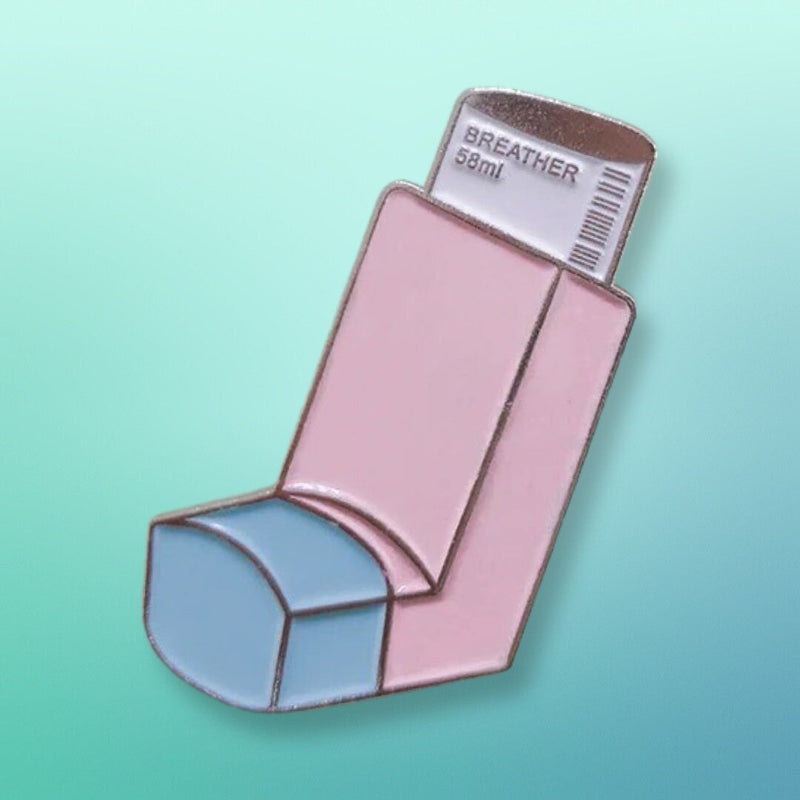 Take a Breather asthma inhaler enamel pin