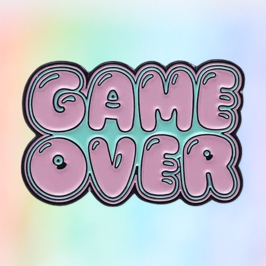 Game over pastel cute gamer enamel pin