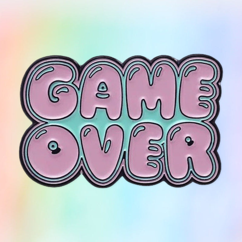 Game over pastel cute gamer enamel pin