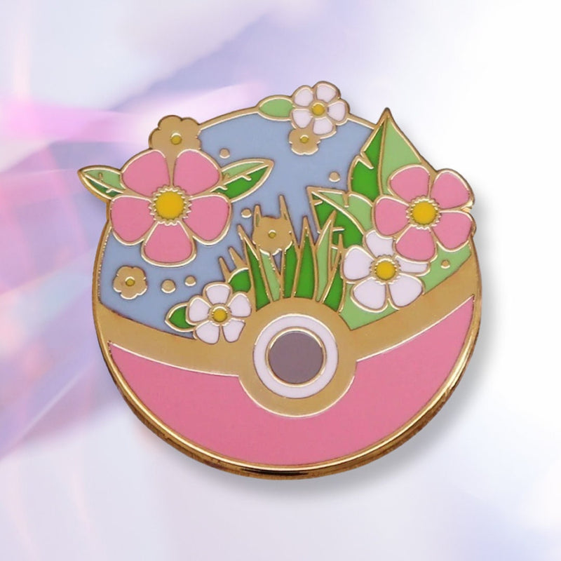 Pokémon kawaii floral pokeball gotta catch ‘em all hard enamel pin