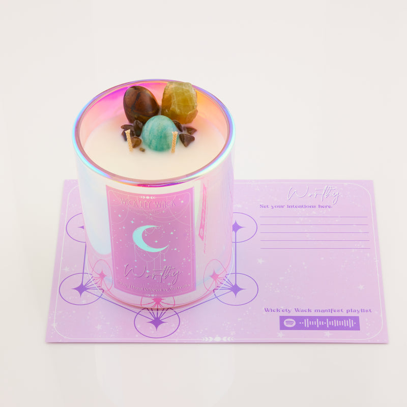 Manifestation Crystal Candle - Worthy
